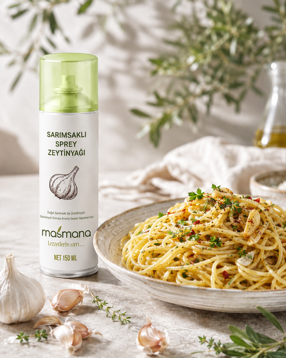 Sarımsaklı Sprey Zeytinyağı – 150 ml